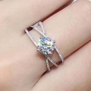 New Gorgeous 925 Silver 2ct Diamond Round Brilliant Band